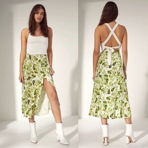 Aritzia Wilfred Amelie Avocado Print Skirt